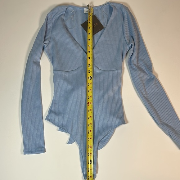 Le Lis Baby Blue Ribbed Knit Bodysuit - Picture 11 of 11